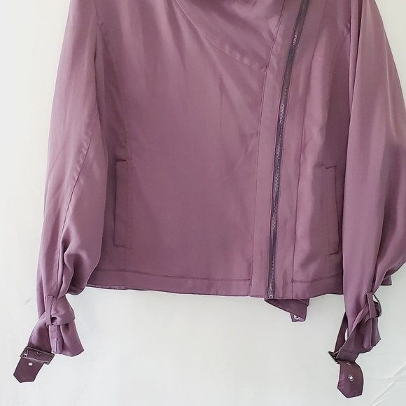 EE by Etcetera Purple Moto Jacket Size 14 Zip Lyocell Tencel Lined Topper - Picture 3 of 15